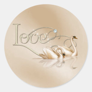 KRW Graceful Swans Liebe Wedding Siegel Runder Aufkleber