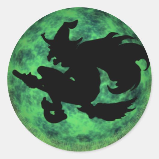 KRW Halloween Moon Witch Shadow Runder Aufkleber (Vorderseite)
