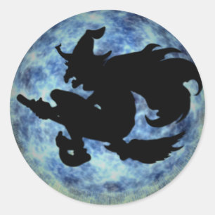 KRW Halloween Moon Witch Shadow Runder Aufkleber
