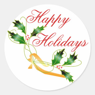 KRW Happy Holidays Holly Runder Aufkleber
