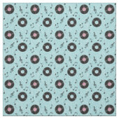 KRW Hellblauer Retro-Schallplatten-Musikstoff Stoff (Muster)