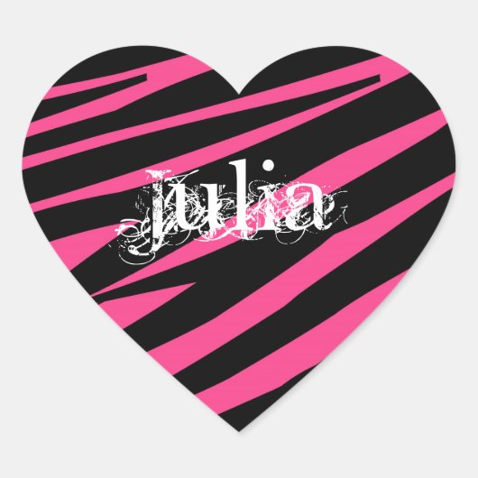 KRW Herz Zebra Rosa und Schwarzer Name Aufkleber (Vorderseite)