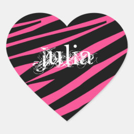 KRW Herz Zebra Rosa und Schwarzer Name Aufkleber