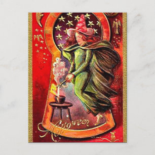 KRW Hexenbrauen Vintage Halloween Postkarte