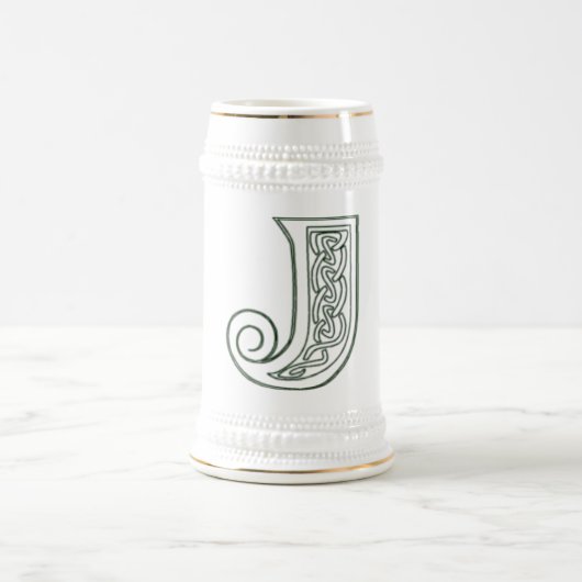 KRW - J - Keltischer mit Monogramm Stein Bierglas (Mittel)