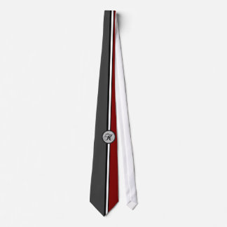 KRW - K - Retro rote graue mit Monogramm Krawatte