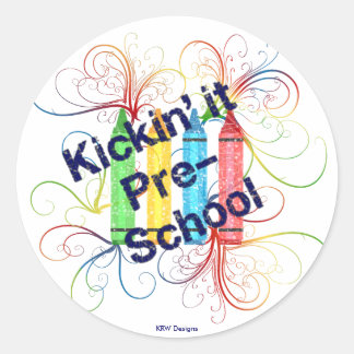 KRW Kickin' It Pre-School Crayons Grunge Runder Aufkleber