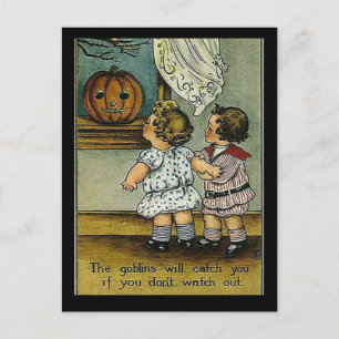 KRW Kobolde werden dich Vintage Halloween Postkarte