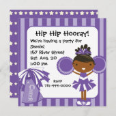 KRW Lila Cheerleader Birthday Party Einladung (Vorne/Hinten)