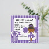 KRW Lila Cheerleader Birthday Party Einladung (Stehend Vorderseite)