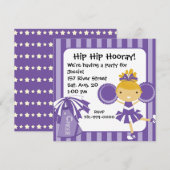 KRW Lila Cheerleader Birthday Party Einladung (Vorne/Hinten)