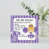 KRW Lila Cheerleader Birthday Party Einladung (Stehend Vorderseite)