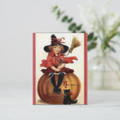 KRW Little Hexe Vintag Halloween Postkarte (Stehend Vorderseite)