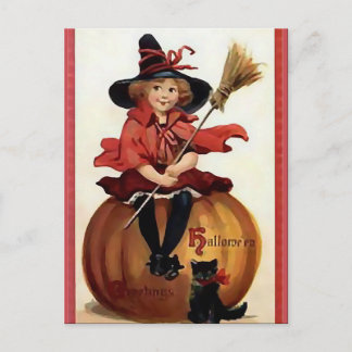 KRW Little Hexe Vintag Halloween Postkarte