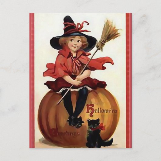 KRW Little Hexe Vintag Halloween Postkarte (Vorderseite)