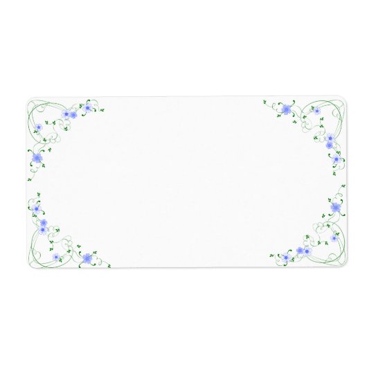 KRW Lovely Blue Floral Blank Shipping Label (Vorne)