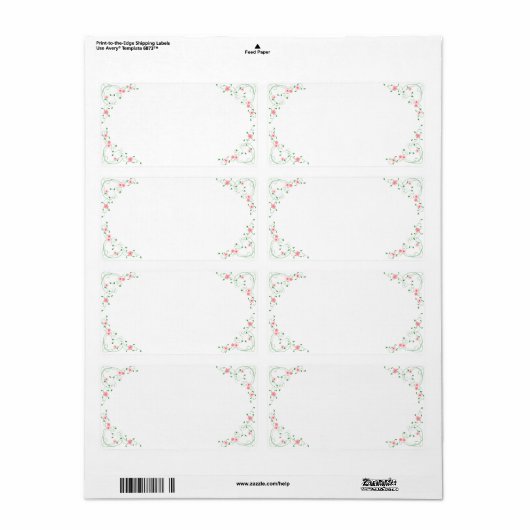 KRW Lovely Pink Floral Blank Shipping Label (Vorne)