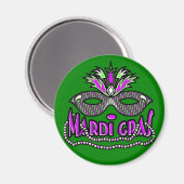 KRW Mardi Gras Mask and Beads Magnet (Vorderseite/Rückseite)