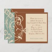 KRW Moderne Braun- und Blumenhochzeit Einladung (Vorne/Hinten)