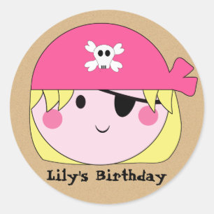 KRW Niedlich Custom Pink Pirate Birthday Stickers