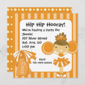 KRW Orange Cheerleader Birthday Party Einladung (Vorne/Hinten)