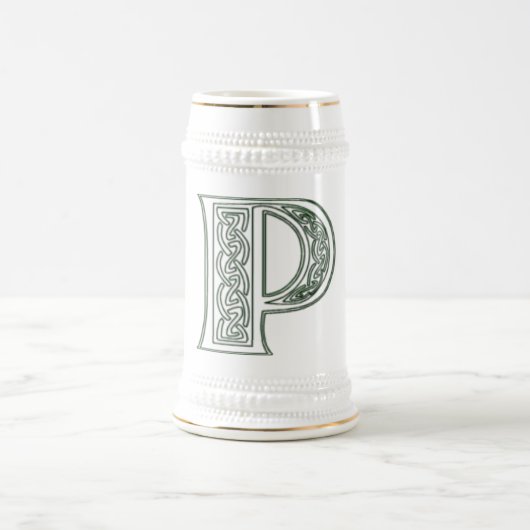 KRW - P - Keltischer mit Monogramm Stein Bierglas (Mittel)