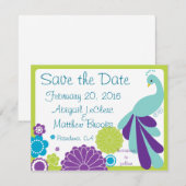 KRW Peacock Floral Custom Save the Date (Vorne/Hinten)