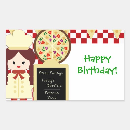 KRW Pizza Happy Birthday Party Girl Sticker (Vorderseite)
