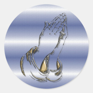 KRW Praying Hands 3 Zoll Blue Stickers