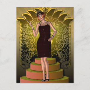 KRW Putting on the Ritz Deco Flapper II Postkarte