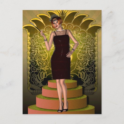 KRW Putting on the Ritz Deco Flapper II Postkarte (Vorderseite)