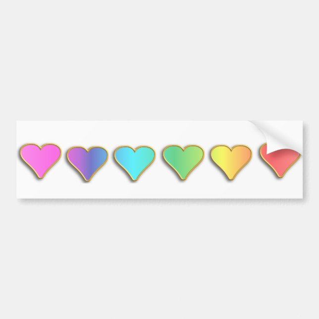 KRW-Regenbogen-Herzen Autoaufkleber (Vorne)