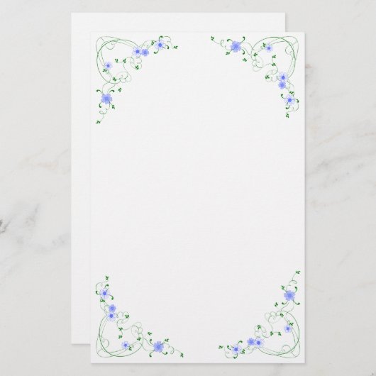 KRW-reizendes blaues Blumenbriefpapier Briefpapier (Vorne/Hinten)