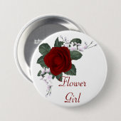 KRW-Rosen-Blumen-Mädchen-Hochzeits-Button Button (Vorne & Hinten)