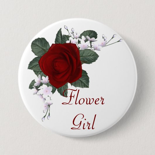 KRW-Rosen-Blumen-Mädchen-Hochzeits-Button Button (Vorderseite)