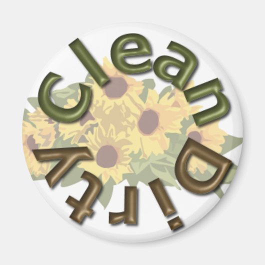 KRW Sauber und schmutzig 3 Zoll Sonnenblumen Küche Magnet (Vorne)