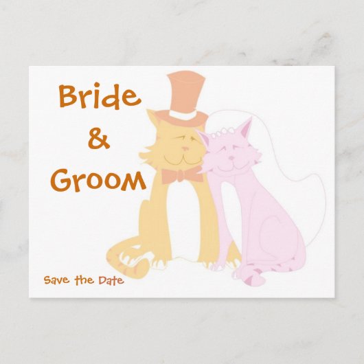 KRW Save the Date Cats Custom Wedding Card Ankündigungspostkarte (Vorderseite)