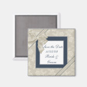 KRW Save the Date Hochzeit in Blau und Weiß Magnet (Vorderseite/Rückseite)