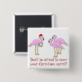 KRW-Show Ihr Weihnachtsgeist-Flamingo-Button Button (Vorne & Hinten)