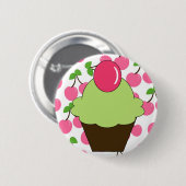 KRW-Spaß-Grün-kleiner Kuchen mit Kirschen Button (Vorne & Hinten)