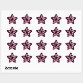 KRW Star und Wirbel Zebra Pink und Schwarz Sticker (Blatt)