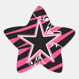 KRW Star und Wirbel Zebra Pink und Schwarz Sticker