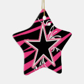 KRW-Stern-und Wirbelzebra-schwarzes und rosa Keramikornament (Rechts)