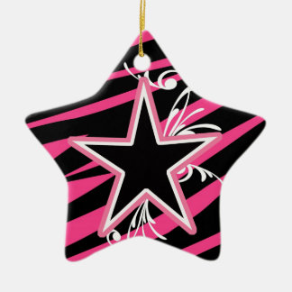 KRW-Stern-und Wirbelzebra-schwarzes und rosa Keramikornament