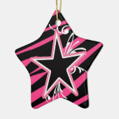 KRW-Stern-und Wirbelzebra-schwarzes und rosa Keramikornament (Links)