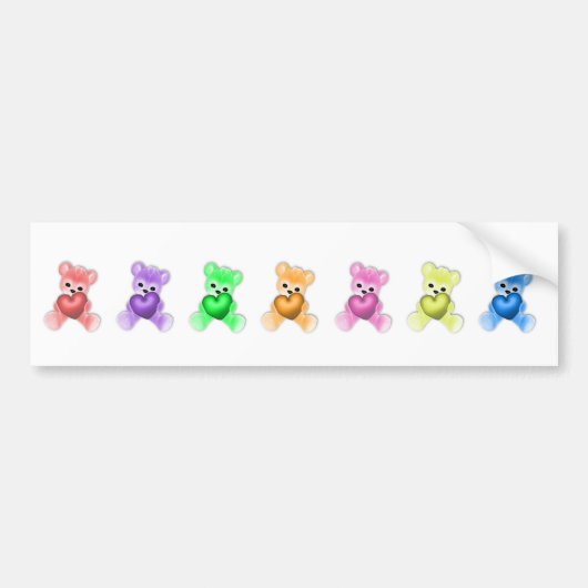 KRW-Teddybär-Regenbogen Autoaufkleber (Vorne)