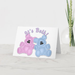KRW Twin Boy and Girl Bear Baby Shower Einladung