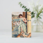 KRW Vintag Beach Illustration Postkarte (Stehend Vorderseite)