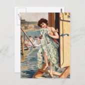 KRW Vintag Beach Illustration Postkarte (Vorne/Hinten)