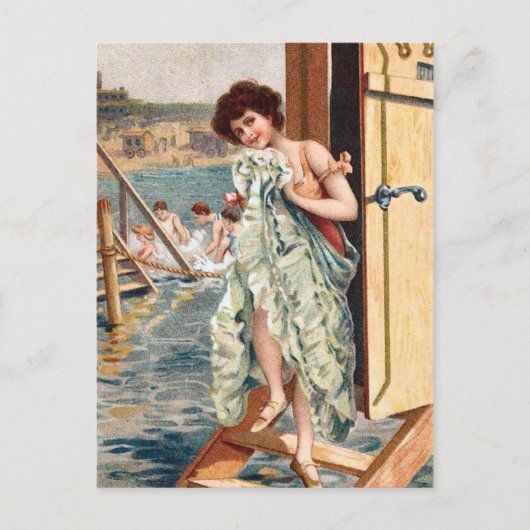 KRW Vintag Beach Illustration Postkarte (Vorderseite)